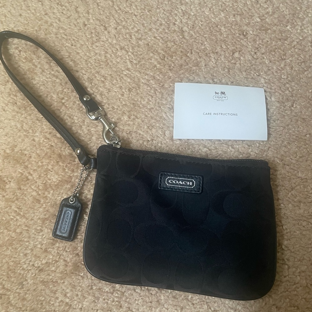 Coach Black Leather Wristlet